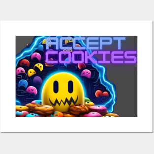 PAC-MAN inspired cookies eating smile - accept cookies? Posters and Art